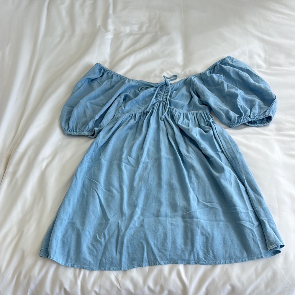 Blue Off-Shoulder Dress
